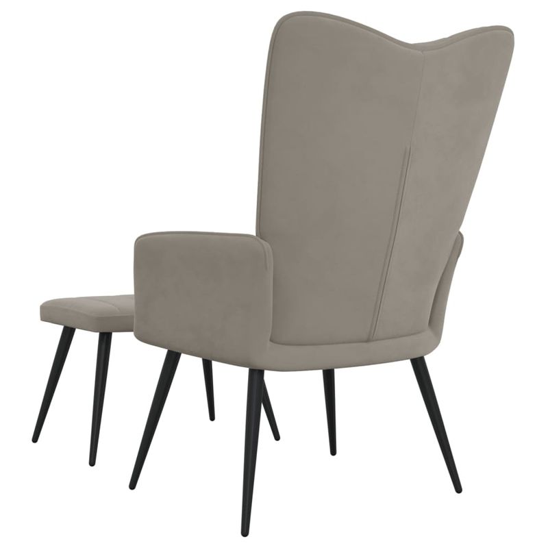 Casa si Gradina - Mobilier - Scaune si fotolii - Fotolii - Fotoliu de relaxare cu taburet, gri deschis, catifea - Infinity.ro