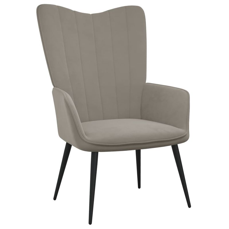 Casa si Gradina - Mobilier - Scaune si fotolii - Fotolii - Fotoliu de relaxare cu taburet, gri deschis, catifea - Infinity.ro