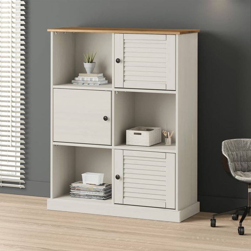 Casa si Gradina - Mobilier - Biblioteci si rafturi - Biblioteci - Biblioteca VIGO, alb, 90x35x114,5 cm, lemn masiv de pin - Infinity.ro