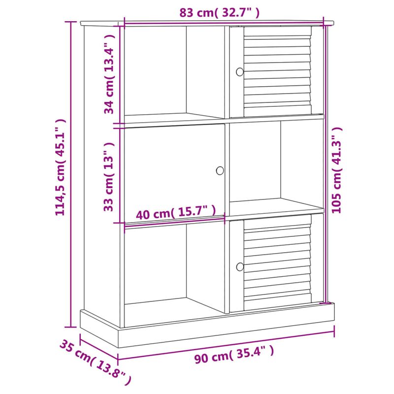 Casa si Gradina - Mobilier - Biblioteci si rafturi - Biblioteci - Biblioteca VIGO, alb, 90x35x114,5 cm, lemn masiv de pin - Infinity.ro