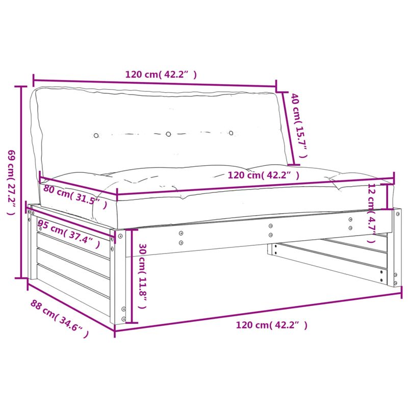 Casa si Gradina - Gradina si terasa - Mobilier exterior - Canapele si fotolii gradina - Canapea de mijloc, 120x80 cm, alb, lemn masiv de pin - Infinity.ro