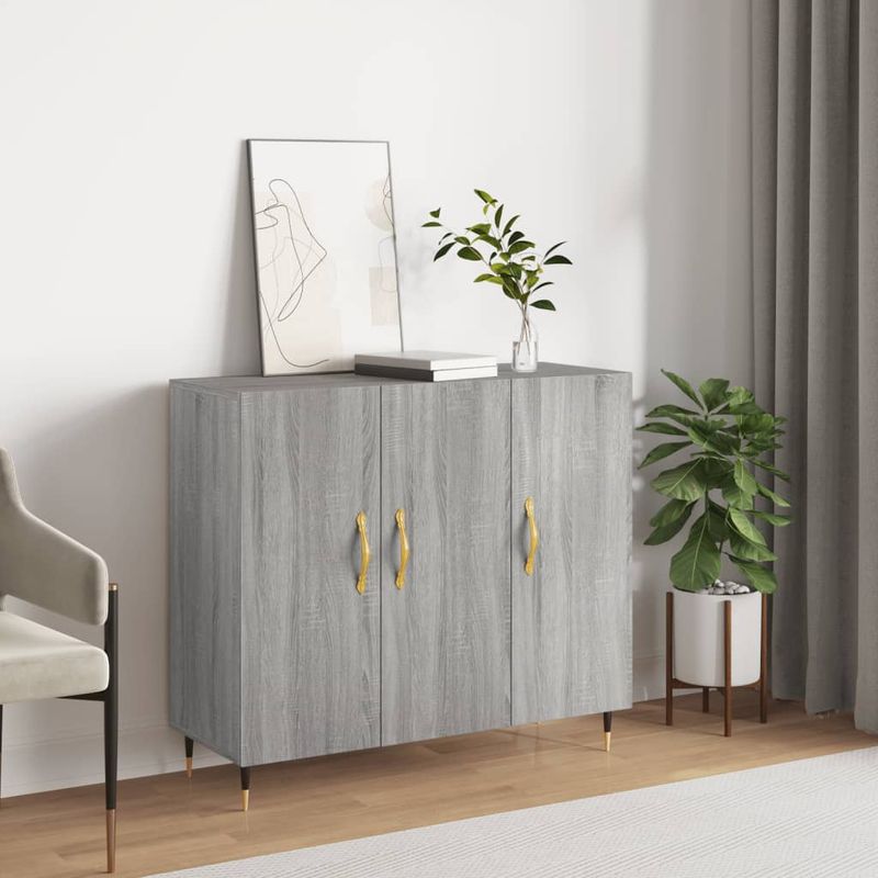 Casa si Gradina - Mobilier - Comode si corpuri - Comode - Servanta, gri sonoma, 90x34x80 cm, lemn compozit - Infinity.ro