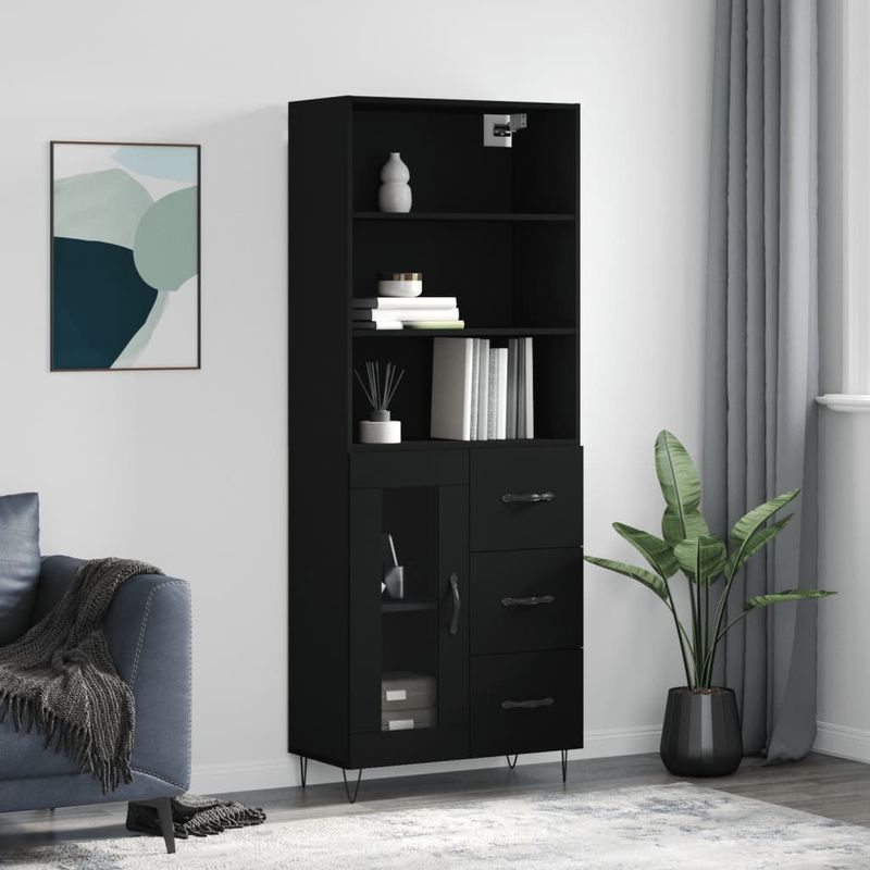 Casa si Gradina - Mobilier - Comode si corpuri - Comode - Dulap inalt, negru, 69,5x34x180 cm, lemn compozit - Infinity.ro
