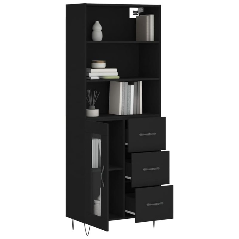 Casa si Gradina - Mobilier - Comode si corpuri - Comode - Dulap inalt, negru, 69,5x34x180 cm, lemn compozit - Infinity.ro