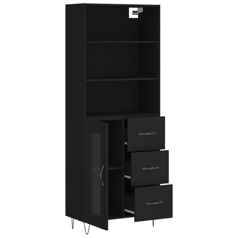 Casa si Gradina - Mobilier - Comode si corpuri - Comode - Dulap inalt, negru, 69,5x34x180 cm, lemn compozit - Infinity.ro