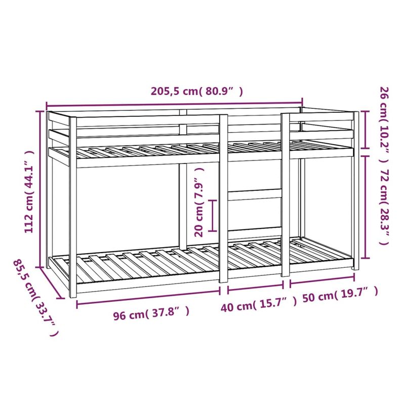 Casa si Gradina - Mobilier - Paturi si accesorii - Paturi - Pat supraetajat, alb, 80x200 cm, lemn masiv de pin - Infinity.ro