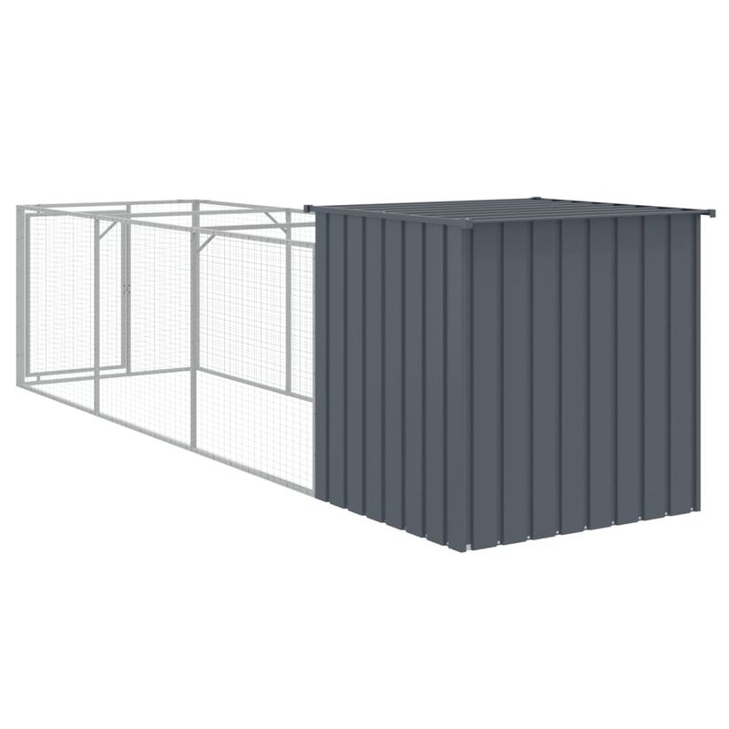 Petshop - Accesorii petshop - Culcusuri si custi - Tarcuri si colivii - Cusca caine cu tarc antracit 110x405x110 cm otel galvanizat - Infinity.ro