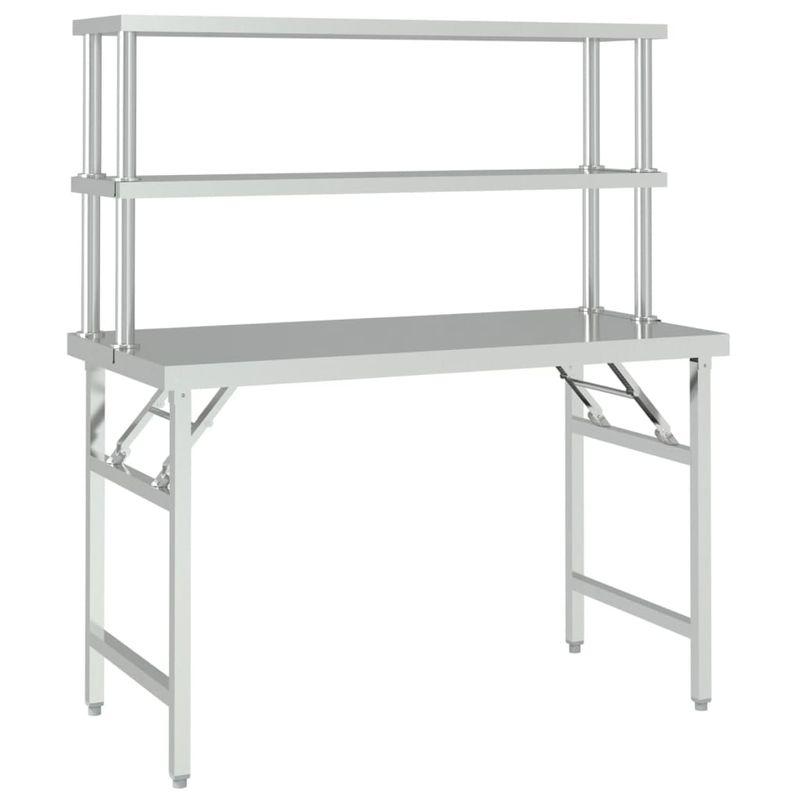 Casa si Gradina - Mobilier - Comode si corpuri - Corpuri bucatarie - Masa bucatarie cu raft superior, 120x60x145 cm, otel inoxidabil - Infinity.ro