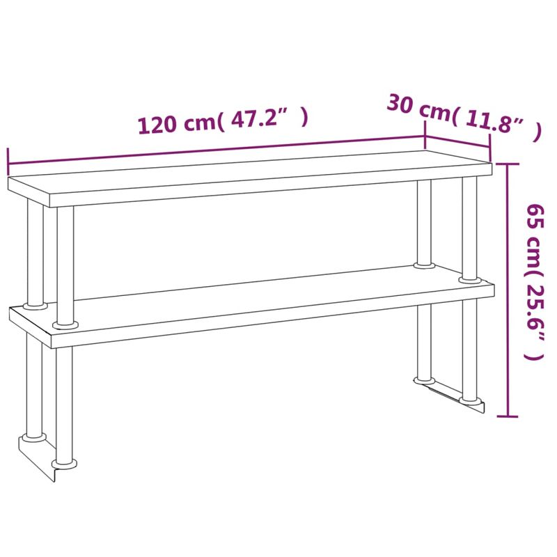 Casa si Gradina - Mobilier - Comode si corpuri - Corpuri bucatarie - Masa bucatarie cu raft superior, 120x60x145 cm, otel inoxidabil - Infinity.ro