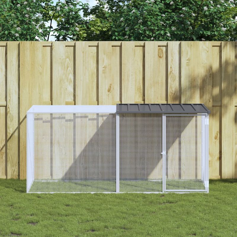 Petshop - Accesorii petshop - Culcusuri si custi - Custi interior si exterior - Cotet pui cu acoperis, antracit, 203x98x90 cm, otel galvanizat - Infinity.ro