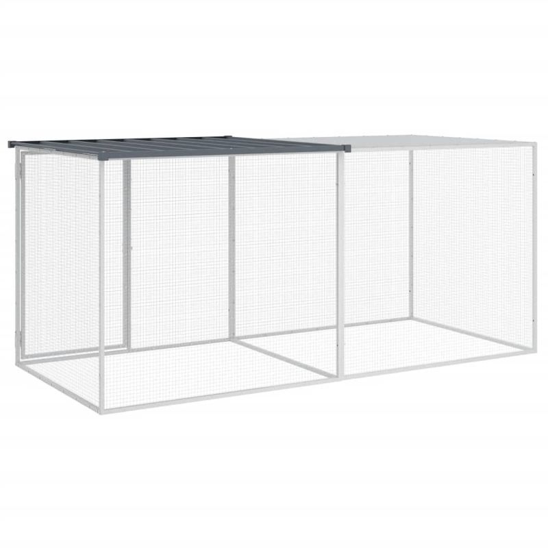 Petshop - Accesorii petshop - Culcusuri si custi - Custi interior si exterior - Cotet pui cu acoperis, antracit, 203x98x90 cm, otel galvanizat - Infinity.ro