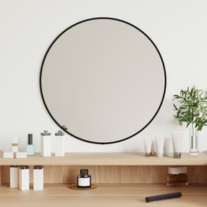 Oglinda de perete rotunda, negru, Ø 50 cm