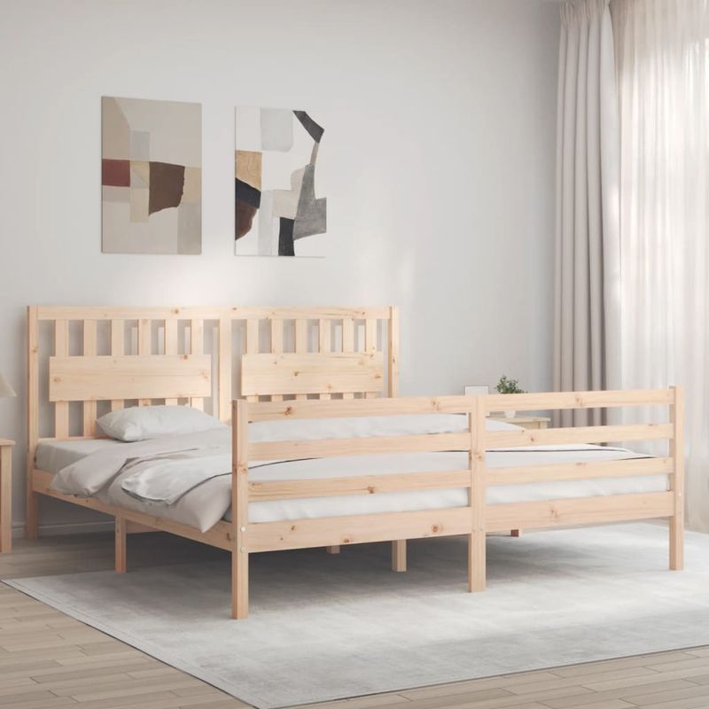 Casa si Gradina - Mobilier - Paturi si accesorii - Paturi - Cadru de pat cu tablie Super King Size, lemn masiv - Infinity.ro