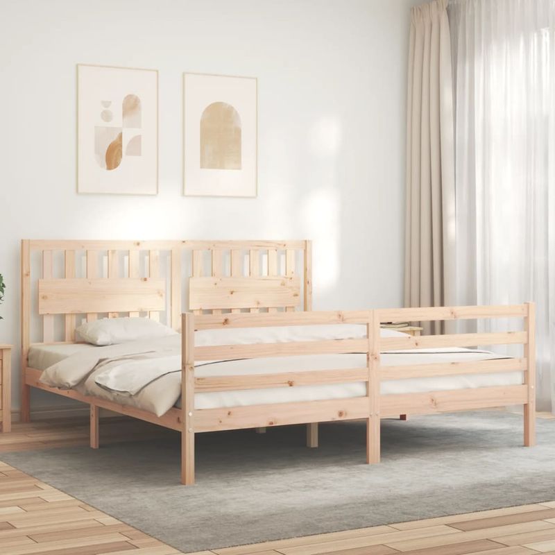 Casa si Gradina - Mobilier - Paturi si accesorii - Paturi - Cadru de pat cu tablie Super King Size, lemn masiv - Infinity.ro