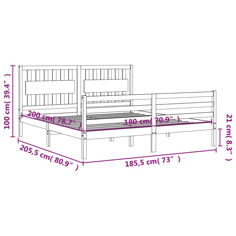 Casa si Gradina - Mobilier - Paturi si accesorii - Paturi - Cadru de pat cu tablie Super King Size, lemn masiv - Infinity.ro