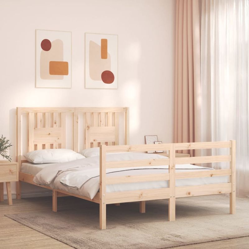 Casa si Gradina - Mobilier - Paturi si accesorii - Paturi - Cadru de pat cu tablie, dublu, lemn masiv - Infinity.ro