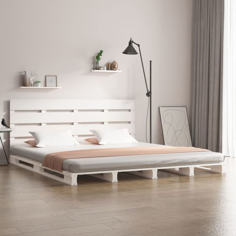 Casa si Gradina - Mobilier - Paturi si accesorii - Paturi - Cadru de pat Small Double, alb, 120x190 cm, lemn masiv pin - Infinity.ro