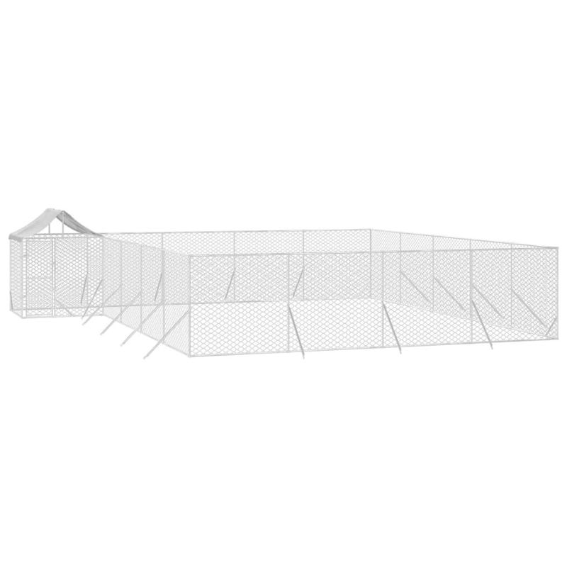 Petshop - Accesorii petshop - Culcusuri si custi - Custi interior si exterior - Padoc exterior cu acoperis argintiu 10x8x2,5 m otel galvanizat - Infinity.ro