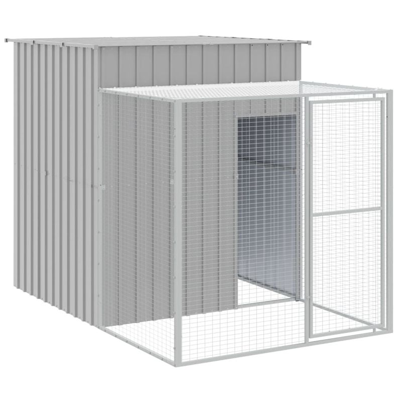 Petshop - Accesorii petshop - Culcusuri si custi - Custi interior si exterior - Cotet pui cu incinta gri deschis 165x863x181 cm otel galvanizat - Infinity.ro