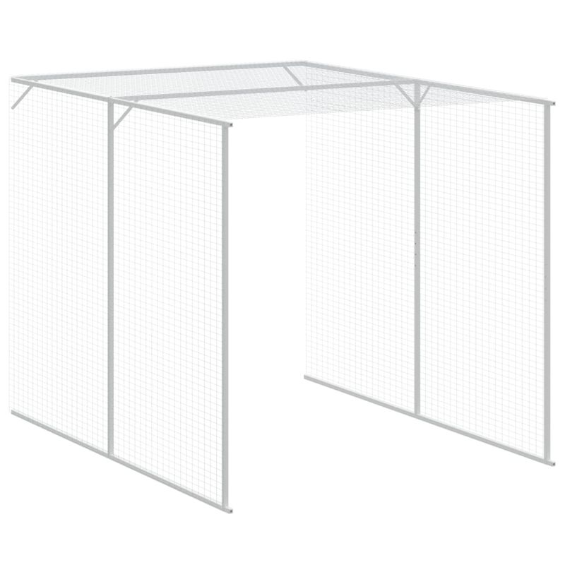 Petshop - Accesorii petshop - Culcusuri si custi - Custi interior si exterior - Cotet pui cu incinta gri deschis 165x863x181 cm otel galvanizat - Infinity.ro