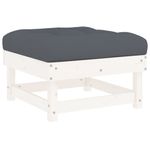 Casa si Gradina - Gradina si terasa - Mobilier exterior - Canapele si fotolii gradina - Taburet de gradina cu perna, alb, lemn masiv de pin - Infinity.ro