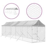 Petshop - Accesorii petshop - Culcusuri si custi - Custi interior si exterior - Padoc exterior cu acoperis argintiu 2x10x2,5 m otel galvanizat - Infinity.ro
