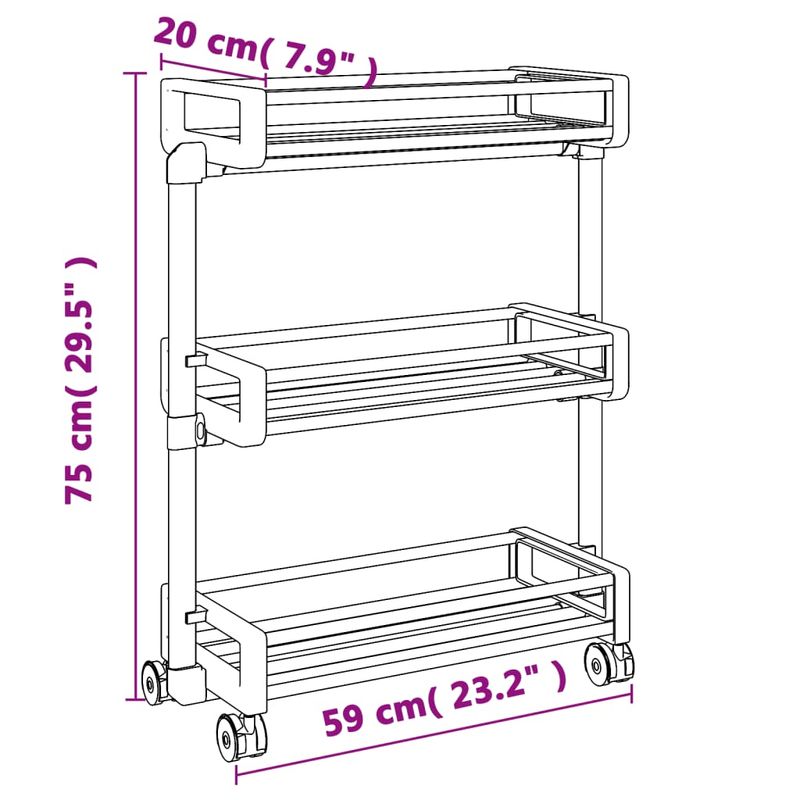 Casa si Gradina - Mobilier - Organizare si depozitare - Recipiente depozitare - Carucior de depozitare, 59x20x75 cm, aluminiu - Infinity.ro