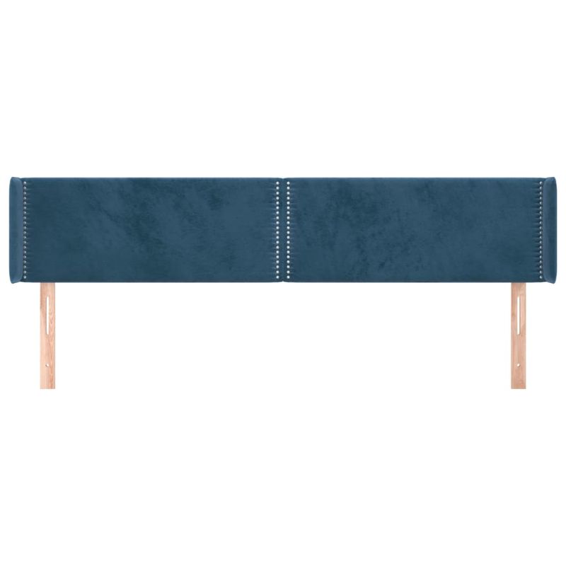 Casa si Gradina - Mobilier - Paturi si accesorii - Accesorii paturi - Tablie pat cu aripioare albastru inchis 183x16x78/88 cm catifea - Infinity.ro