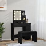 Casa si Gradina - Mobilier - Comode si corpuri - Masute de toaleta - Set masuta de toaleta cu LED, alb, lemn prelucrat - Infinity.ro