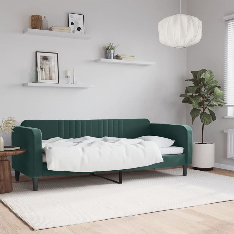 Casa si Gradina - Mobilier - Paturi si accesorii - Paturi - Cadru de pat, verde inchis, 80x200 cm, catifea - Infinity.ro