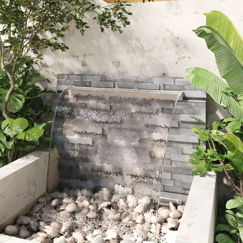 Casa si Gradina - Gradina si terasa - Decoratiuni exterior - Ornamente gradina - Fantana de piscina dreptunghiulara cu cascada 110 cm otel inoxidabil - Infinity.ro