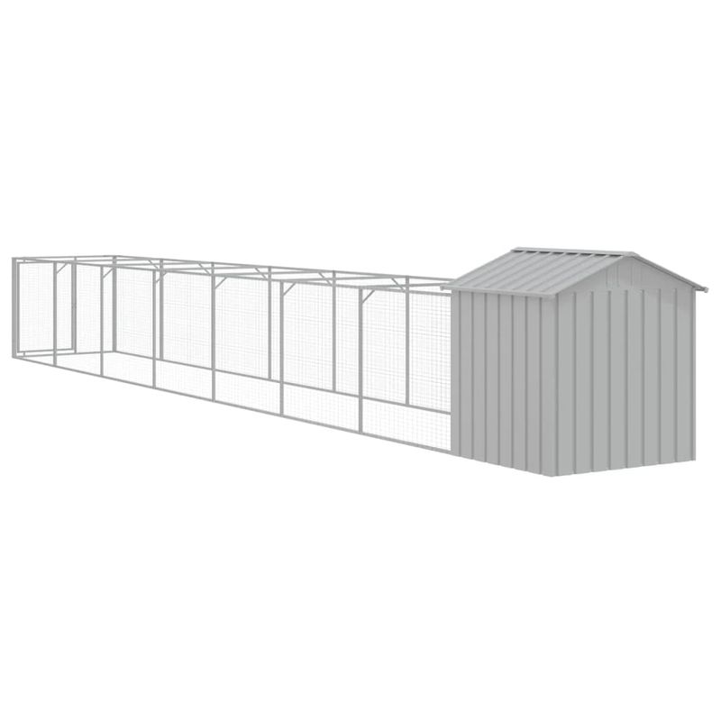 Petshop - Accesorii petshop - Culcusuri si custi - Custi interior si exterior - Casa caine & acoperis gri deschis 117x813x123cm otel galvanizat - Infinity.ro