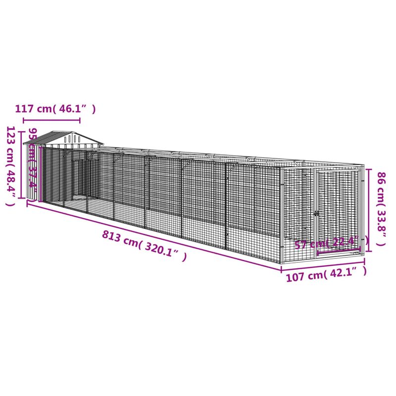 Petshop - Accesorii petshop - Culcusuri si custi - Custi interior si exterior - Casa caine & acoperis gri deschis 117x813x123cm otel galvanizat - Infinity.ro