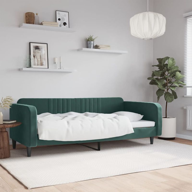 Casa si Gradina - Mobilier - Paturi si accesorii - Paturi - Cadru de pat, verde inchis, 100x200 cm, catifea - Infinity.ro