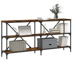 Casa si Gradina - Mobilier - Comode si corpuri - Console - Masa consola stejar afumat 160x30x75 cm lemn prelucrat si fier - Infinity.ro