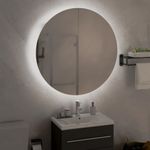 Casa si Gradina - Mobilier - Mobilier baie - Corpuri baie - Dulap de baie cu oglinda rotunda si LED, gri, 54x54x17,5 cm - Infinity.ro