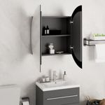 Casa si Gradina - Mobilier - Mobilier baie - Corpuri baie - Dulap de baie cu oglinda rotunda si LED, gri, 54x54x17,5 cm - Infinity.ro