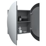 Casa si Gradina - Mobilier - Mobilier baie - Corpuri baie - Dulap de baie cu oglinda rotunda si LED, gri, 54x54x17,5 cm - Infinity.ro