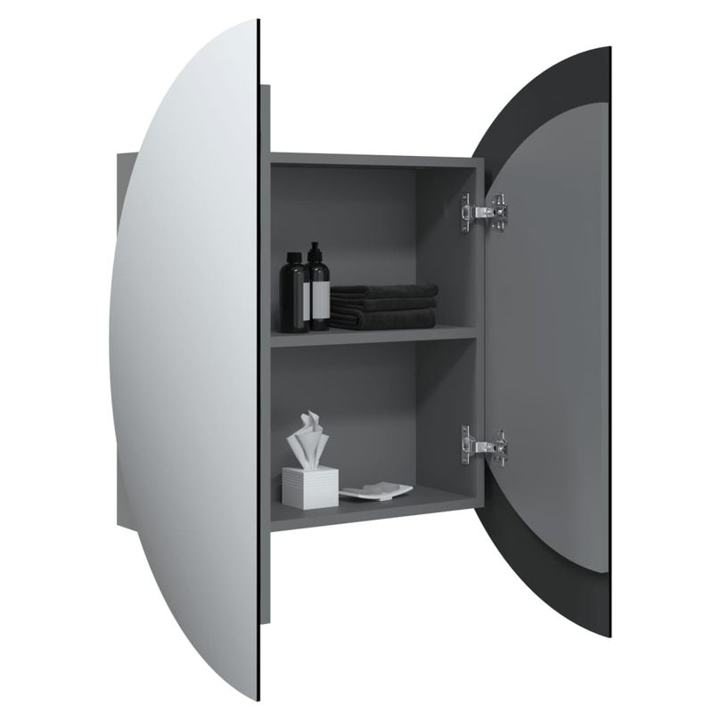 Casa si Gradina - Mobilier - Mobilier baie - Corpuri baie - Dulap de baie cu oglinda rotunda si LED, gri, 54x54x17,5 cm - Infinity.ro