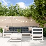 Casa si Gradina - Gradina si terasa - Mobilier exterior - Seturi mobila gradina - Set mobilier de gradina cu perne, 6 piese, alb, lemn masiv pin - Infinity.ro