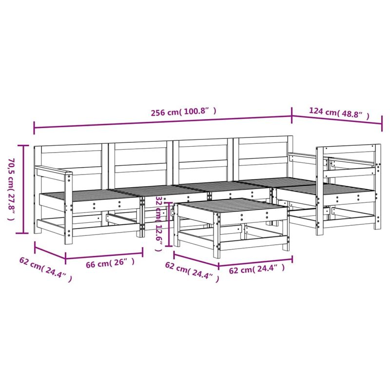 Casa si Gradina - Gradina si terasa - Mobilier exterior - Seturi mobila gradina - Set mobilier de gradina cu perne, 6 piese, alb, lemn masiv pin - Infinity.ro