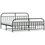 Casa si Gradina - Mobilier - Paturi si accesorii - Paturi - Cadru pat metalic cu tablii de cap/picioare, negru, 193x203 cm - Infinity.ro