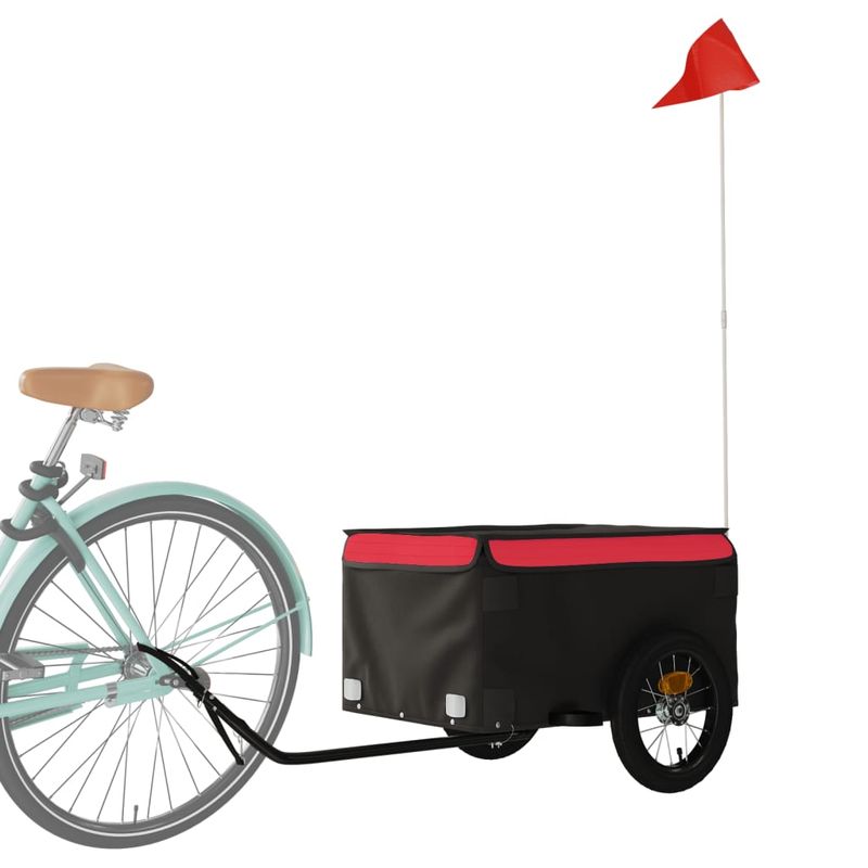 Sport si Outdoor - Ciclism - Accesorii pentru biciclete - Remorci biciclete - Remorca pentru biciclete, negru și rosu, 30 kg, fier, mărime 120x54x44 cm - Infinity.ro