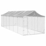 Petshop - Accesorii petshop - Culcusuri si custi - Custi interior si exterior - Padoc de exterior cu acoperis argintiu 3x9x2,5m otel galvanizat - Infinity.ro