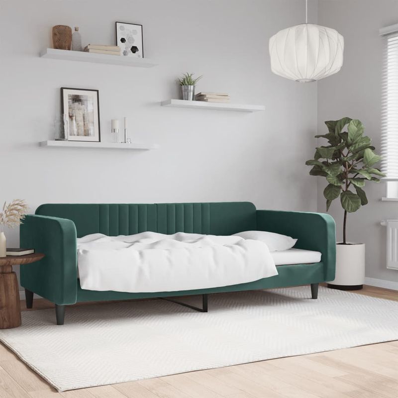 Casa si Gradina - Mobilier - Paturi si accesorii - Paturi - Cadru de pat, verde inchis, 90x200 cm, catifea - Infinity.ro