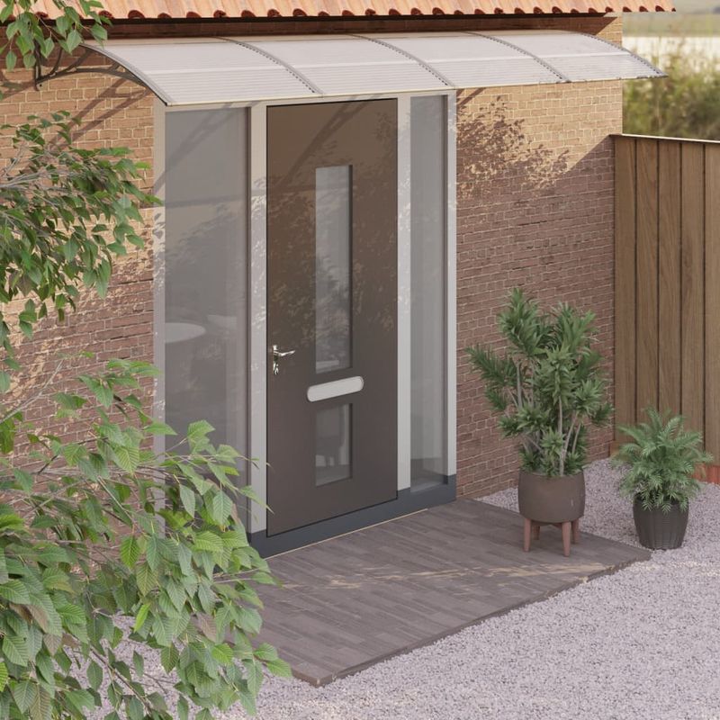 Casa si Gradina - Gradina si terasa - Umbrele si pavilioane - Umbrele - Copertina de usa, gri si transparent, 400x80 cm, policarbonat - Infinity.ro