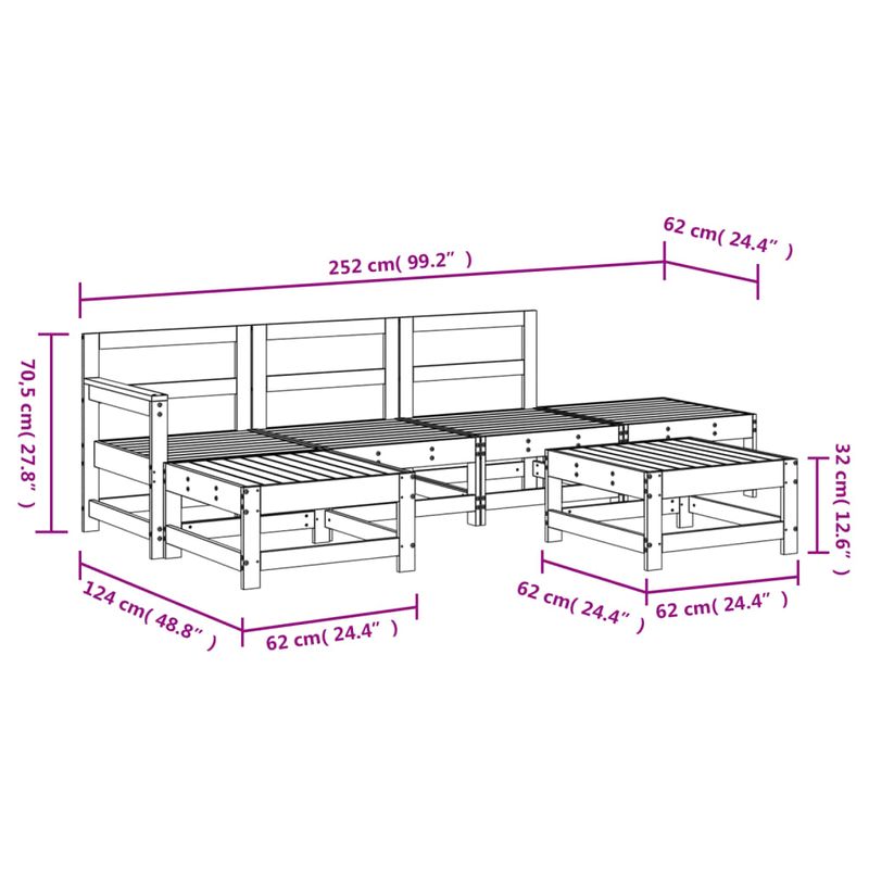Casa si Gradina - Gradina si terasa - Mobilier exterior - Seturi mobila gradina - Set mobilier relaxare gradina, 6 piese, lemn masiv Douglas - Infinity.ro
