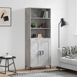 Casa si Gradina - Mobilier - Comode si corpuri - Corpuri bucatarie - Dulap inalt, gri beton, 69,5x34x180, lemn compozit - Infinity.ro