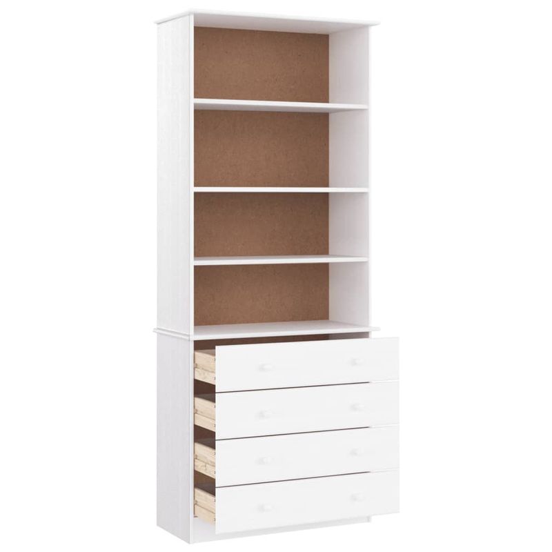 Casa si Gradina - Mobilier - Biblioteci si rafturi - Biblioteci - Biblioteca cu sertare „ALTA” alb 77x35x186,5 cm lemn masiv pin - Infinity.ro