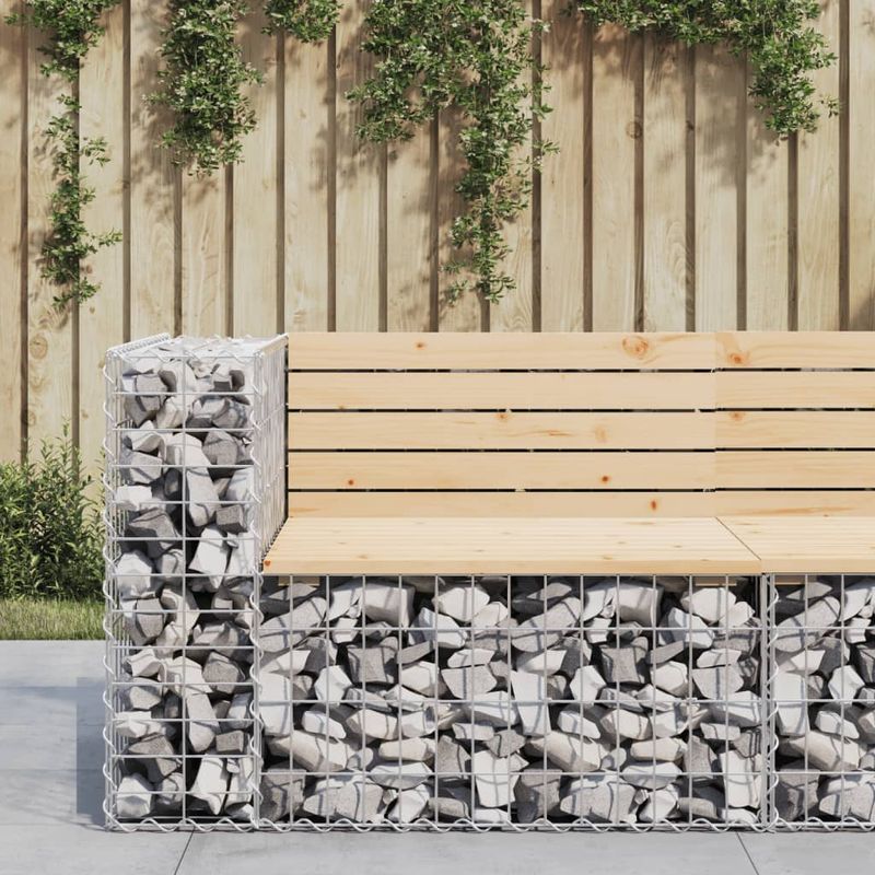 Casa si Gradina - Gradina si terasa - Mobilier exterior - Bancute de gradina - Banca de gradina design gabion, 92x71x65,5cm, lemn masiv de pin - Infinity.ro